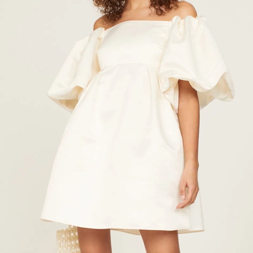 Peter Som Off-Shoulder Mini Dress in Ivory